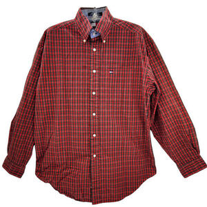 Tommy Hilfiger Plaid button collar Long Sleeve Button Up Vintage Mens Shirt‎ Top